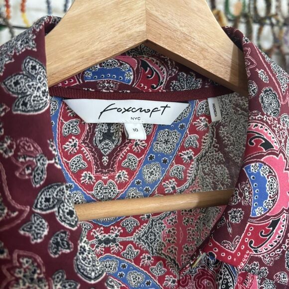 FOXCROFT scarf print shirt dress womens 10 medium  Multicolor Patterned tunic - Picture 3 of 9